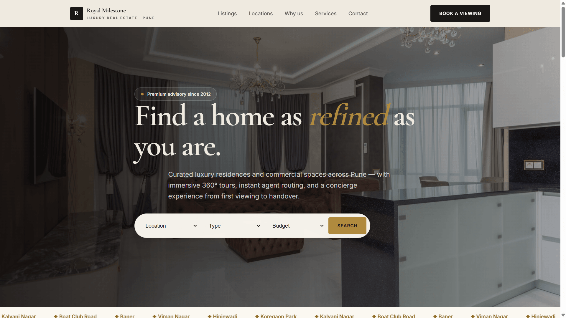 Royal Milestone real estate property listing portal